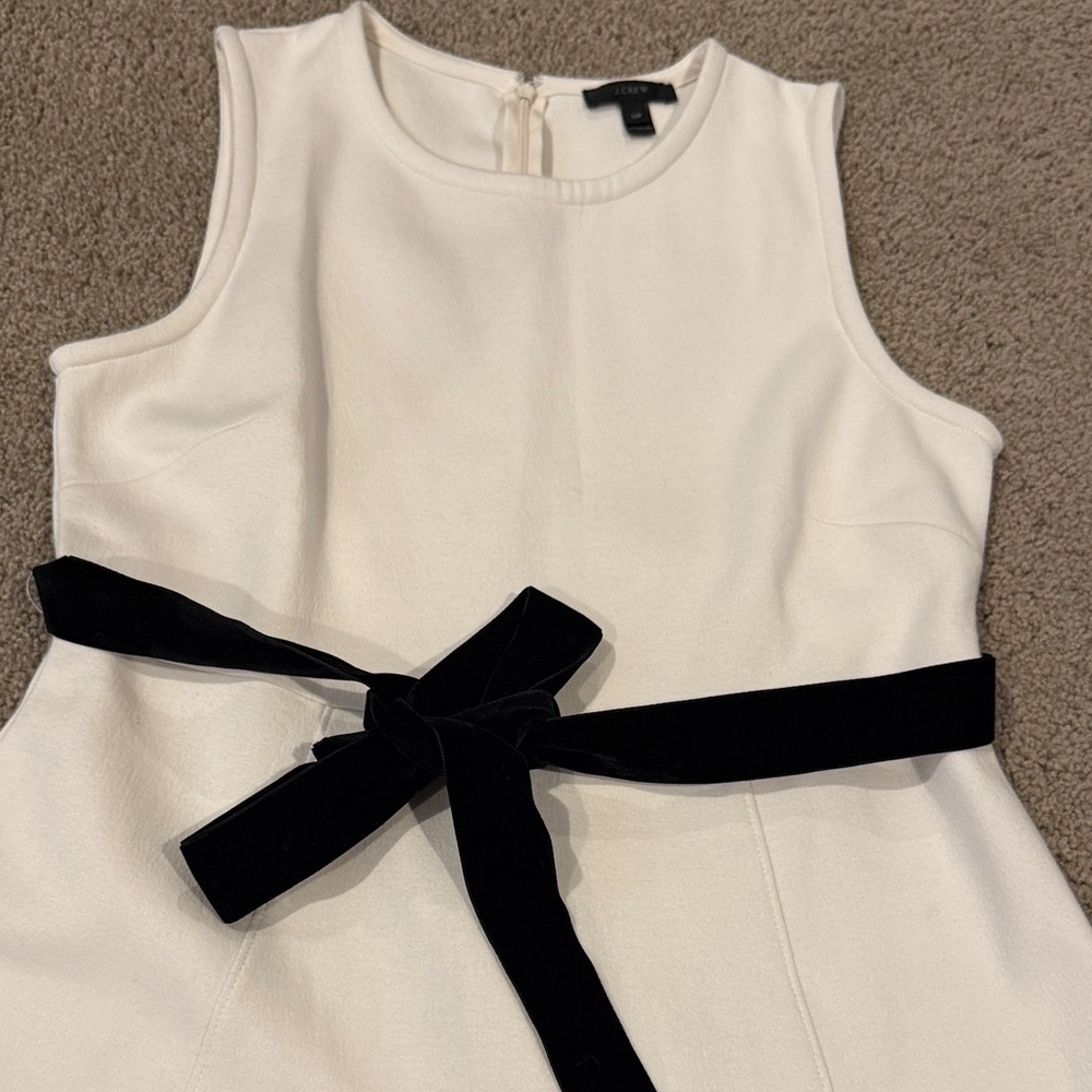 J. Crew Cream Maxi Dress with Black Velvet Tie